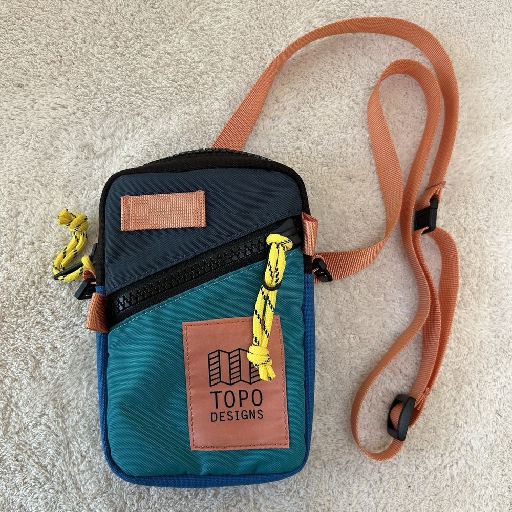 Topo Designs Mini Shoulder Bag | NWOT | Blue/Peach Small 2 Way Carry